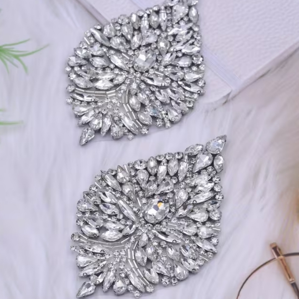 Pair Of Silver Crystal Decals